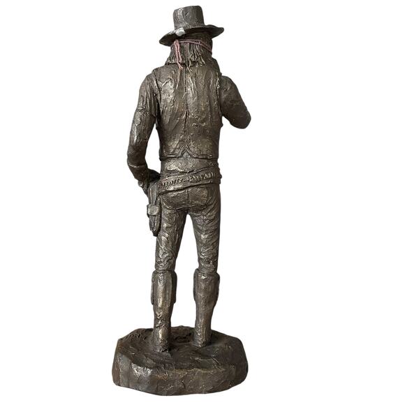 Michael Garman Shootist Cowboy Sculpture Vtg 1986 Western Statue Signed READ - Picture 4 of 15